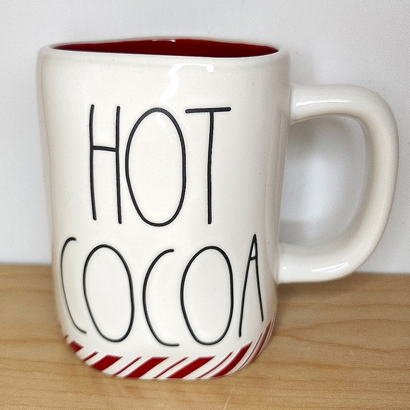 🆕️ Rae Dunn Hot Cocoa Peppermint Stripe Mug with Red Interior - Picture 1 of 1